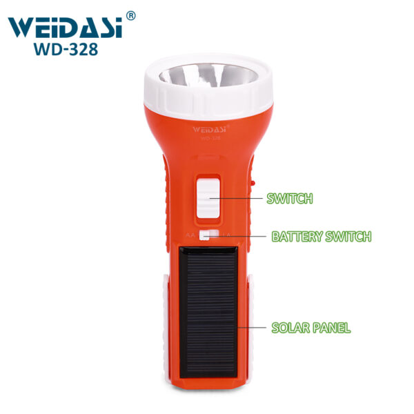 hand led torch solar rechargeable flashlight emergency torch light with front and side lights