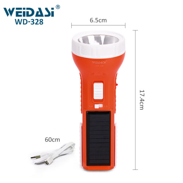 hand led torch solar rechargeable flashlight emergency torch light with front and side lights