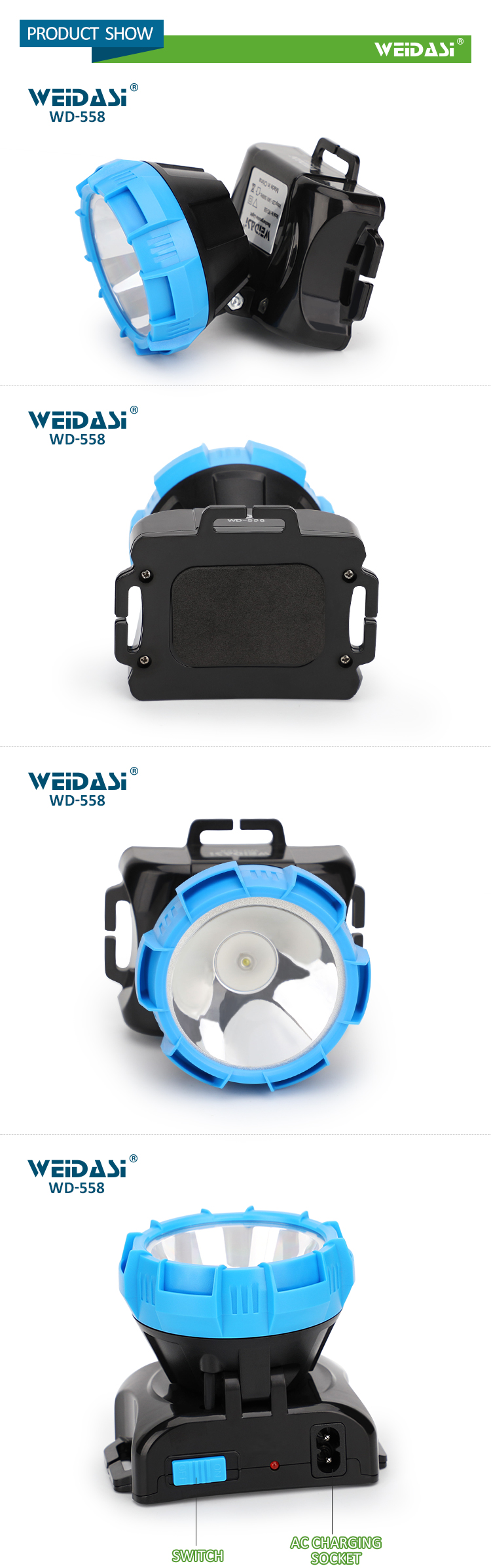 oem custom headlamp rechargeable led head light with adjust angle head light