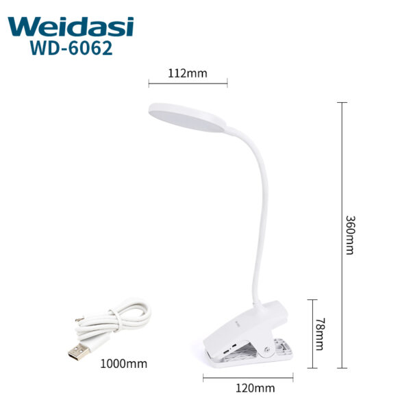 weidasi clip lamp clamp on usb led light reading lamp with dimmer light