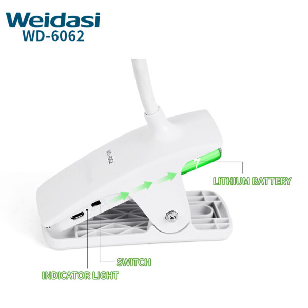 weidasi clip lamp clamp on usb led light reading lamp with dimmer light