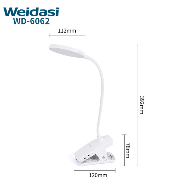 weidasi clip lamp clamp on usb led light reading lamp with dimmer light