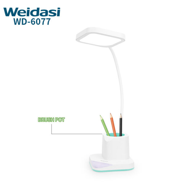 modern led rechargeable portable eye caring desk reading lamp with pen holder and usb charge