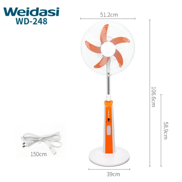 new arrival rechargeable 18 inch fan rechargeable stand pedestal fan with led light