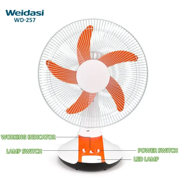 weidasi wholesale 14 inch electric fan cooling rechargeable table fan portable emergency stand fan