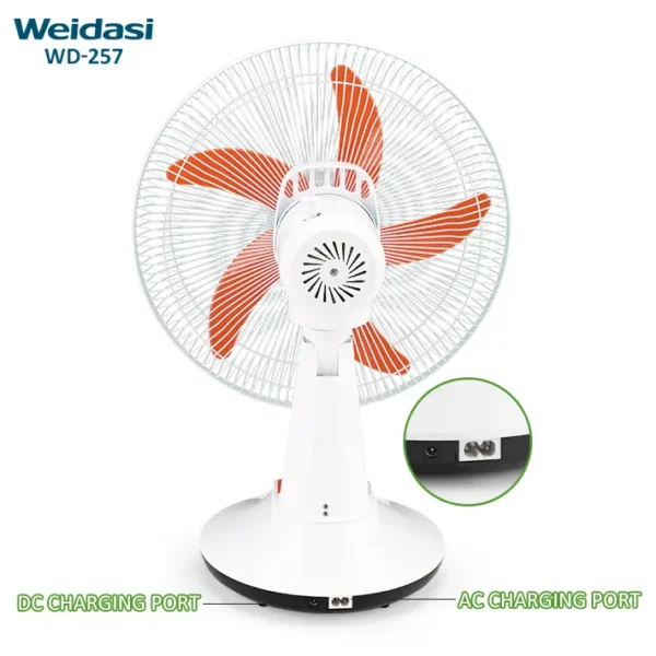 weidasi wholesale 14 inch electric fan cooling rechargeable table fan portable emergency stand fan