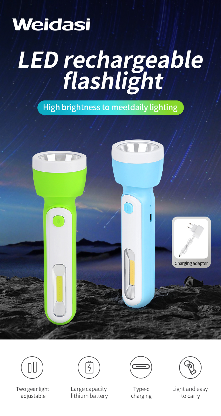 portable emergency torch light rechargeable weidasi led flashlight camping led flashlight torch