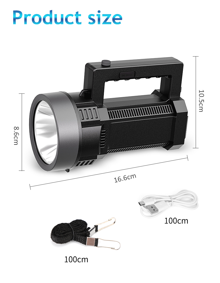 防水サーチライト懐中電灯 ＆ 懐中電灯キャンプ緊急充電式サーチライトを主導