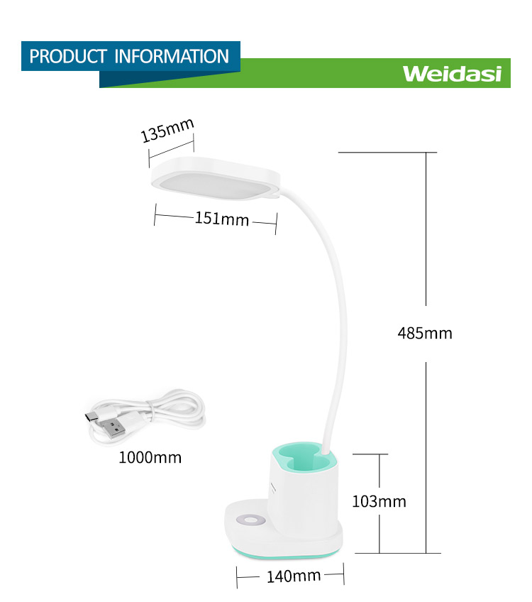 bright rechargeable portable plastic led bed side reading desk lamp with