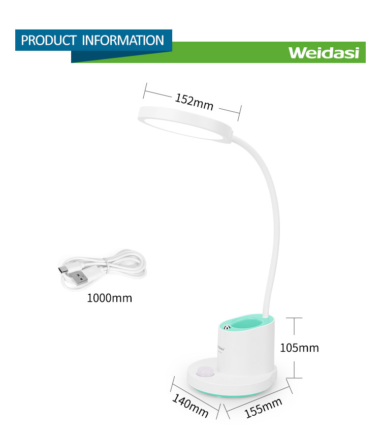 energy saving bed side lamp desk rechargeable and portable table light with power bank and pencil holder