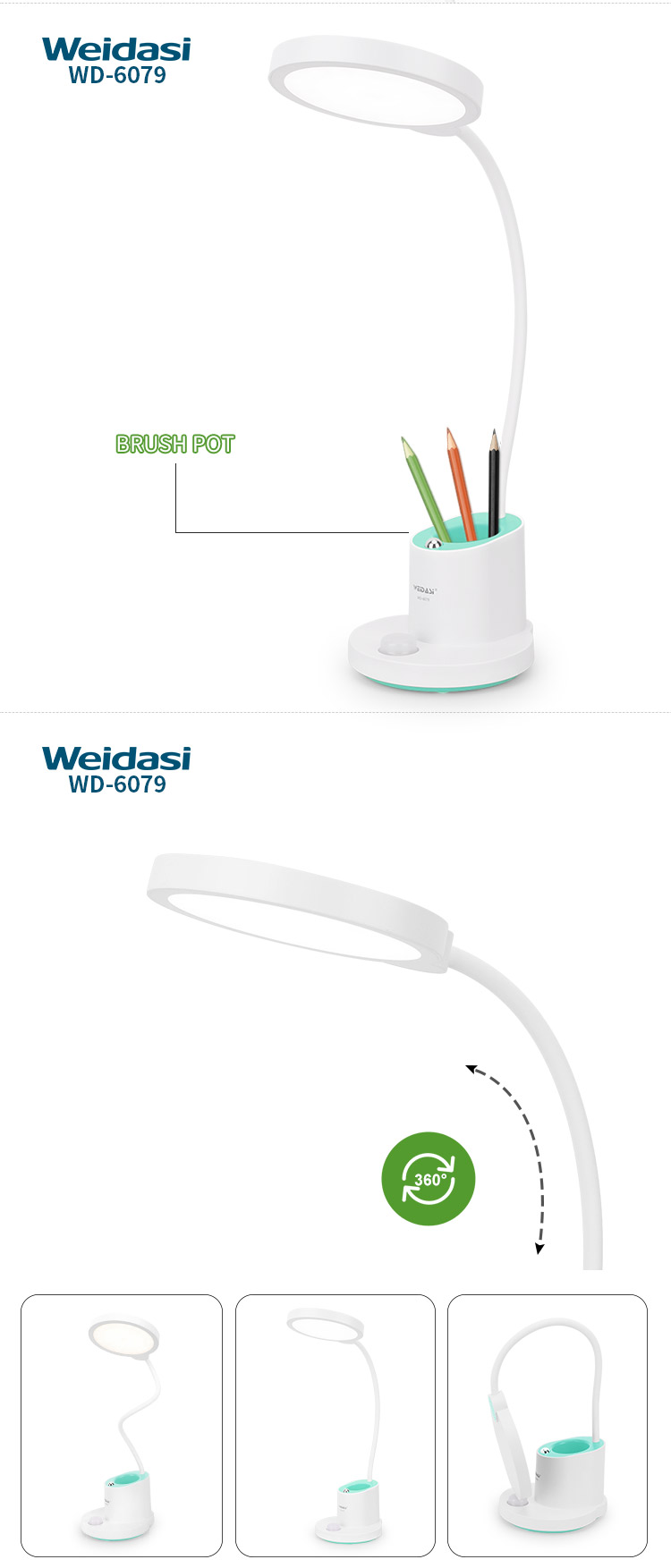 energy saving bed side lamp desk rechargeable and portable table light with power bank and pencil holder