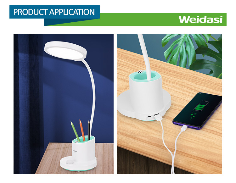 energy saving bed side lamp desk rechargeable and portable table light with power bank and pencil holder