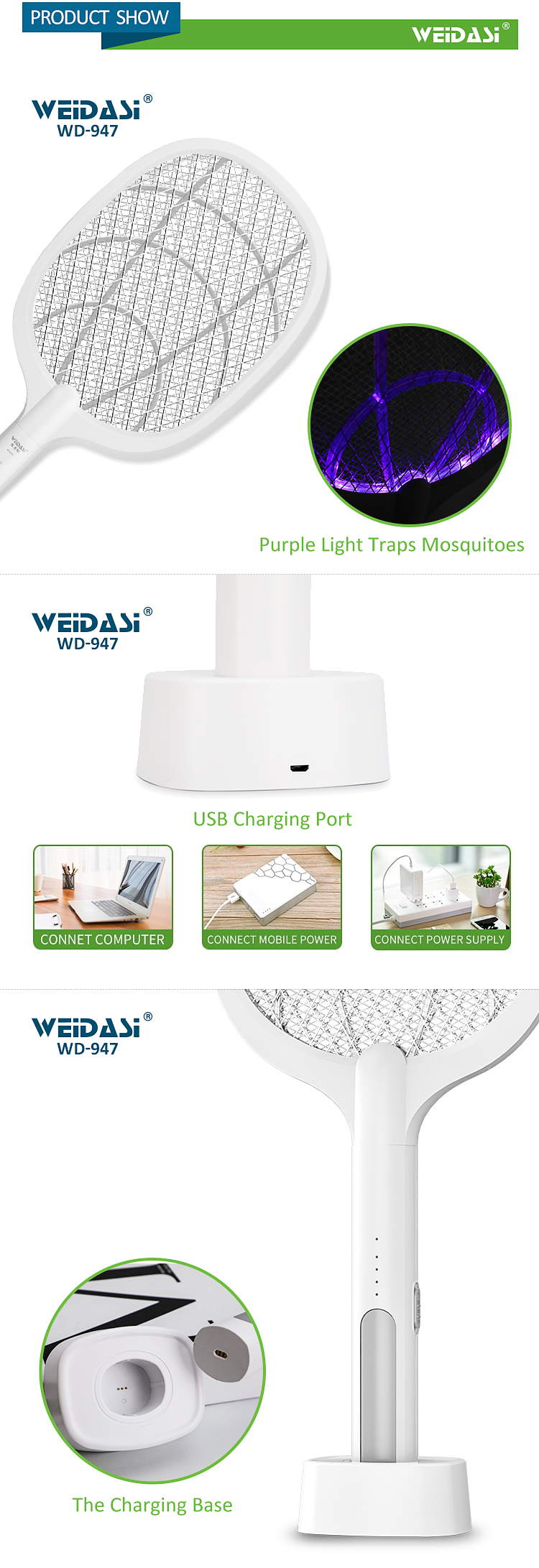 electric mosquito bat and mosquito lamp two modes with rechargeable mosquitoes killer (复制)