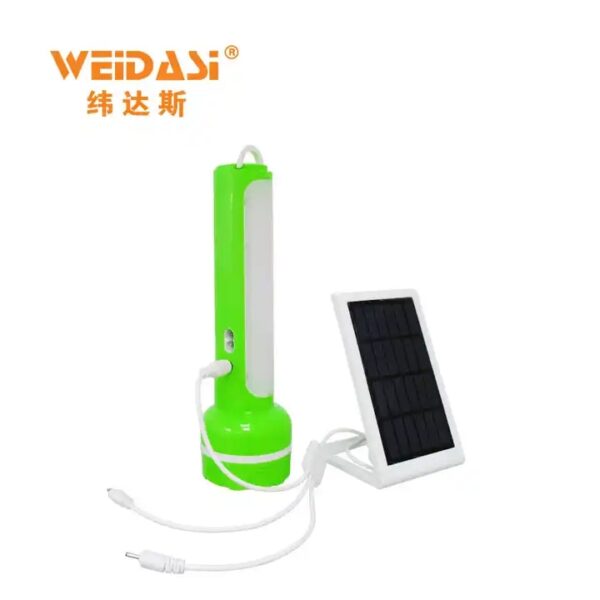 weidasi strong lighting rechargeable solar flash light with portable charger