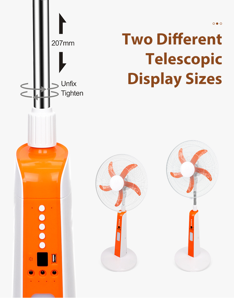 18 인치 충전식 스탠드 팬 (태양 전지판이있는 SMD LED 조명 전기 플로어 스탠딩 팬 10W)