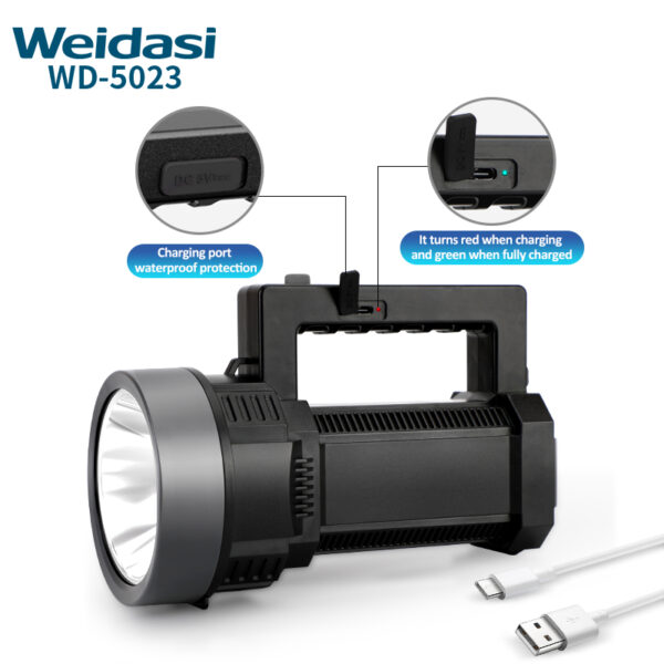 weidasi 手持ち型の導かれた調査ライト長距離携帯用導かれた再充電可能なサーチライト