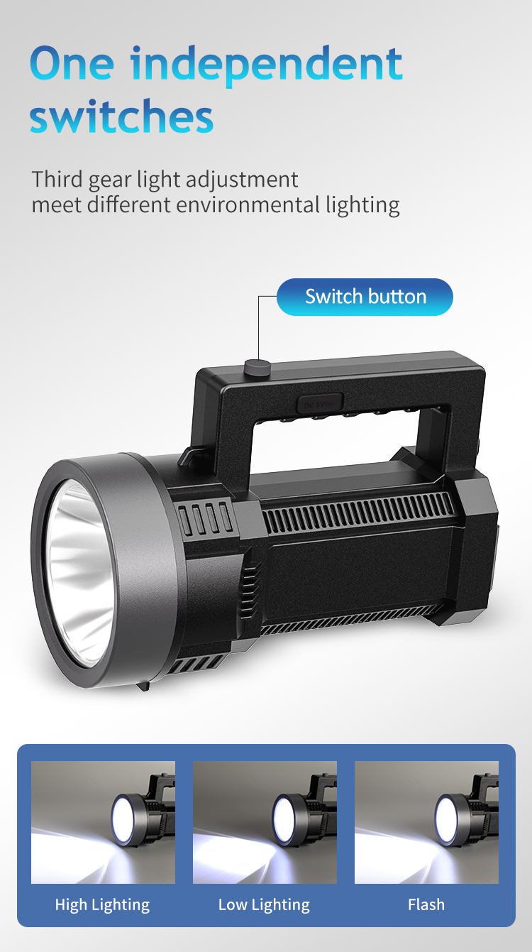 웨이다시 핸드 헬드 LED 서치 라이트 장거리 휴대용 LED 충전식 서치 라이트