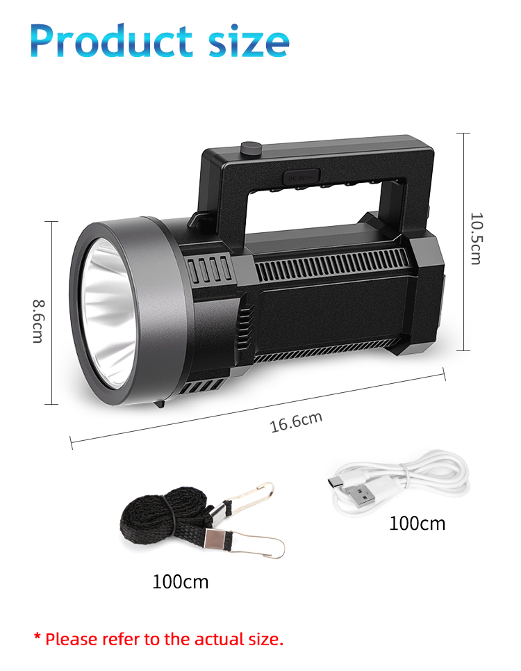 웨이다시 핸드 헬드 LED 서치 라이트 장거리 휴대용 LED 충전식 서치 라이트