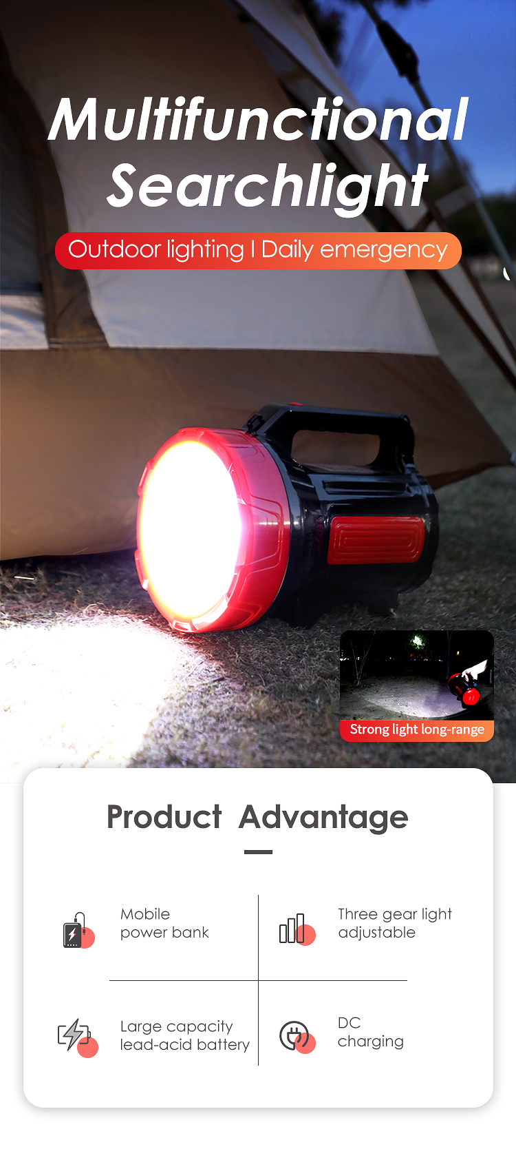 rechargeable high power usb long distance search light flashlight outdoor usb rechargeable searchlight led