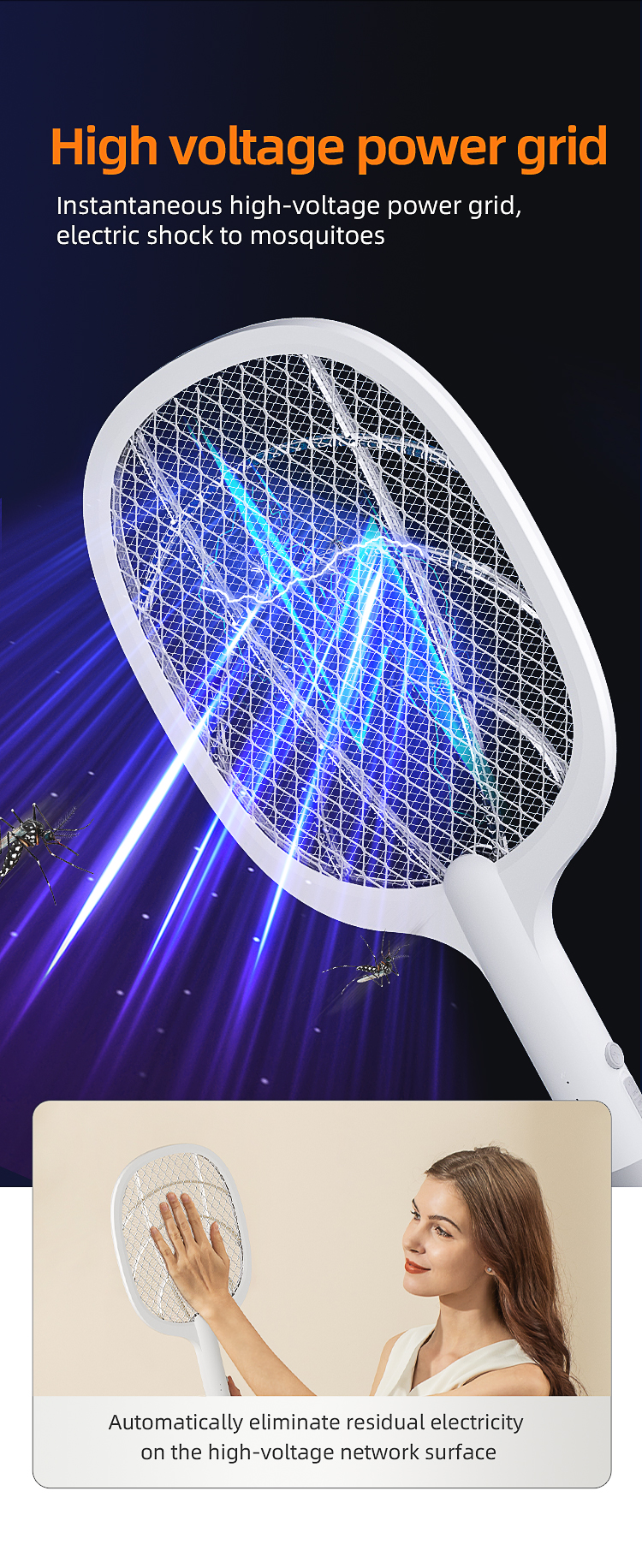 rechargeable fly killing electric mosquito killer racket for pest control (复制)