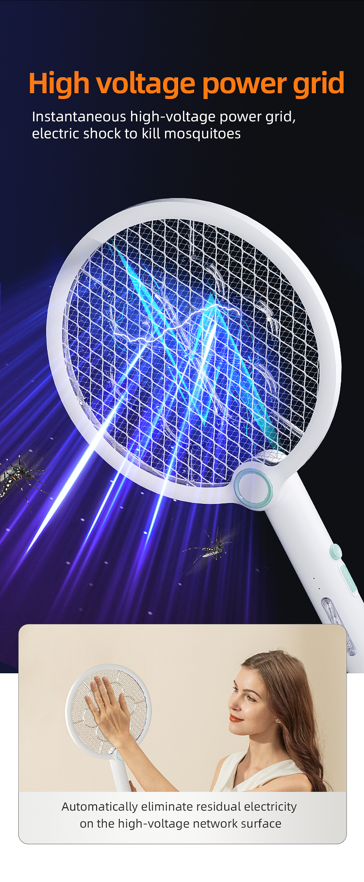 rechargeable fly killing electric mosquito killer racket for pest control (复制)