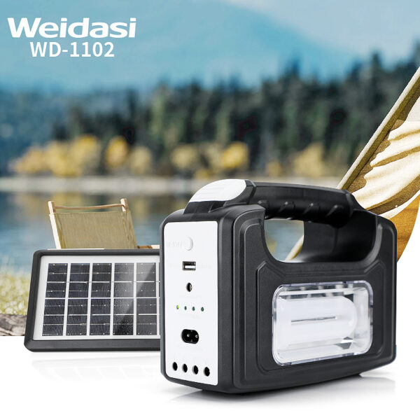 weidasi front light and sidelight emergency light portable solar lighting kit with 3 bulbs