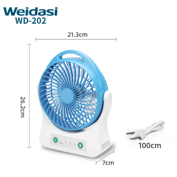 factory price electric 3 speed control usb table fan portable mini hand rechargeable fan with light