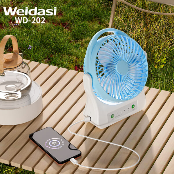 factory price electric 3 speed control usb table fan portable mini hand rechargeable fan with light