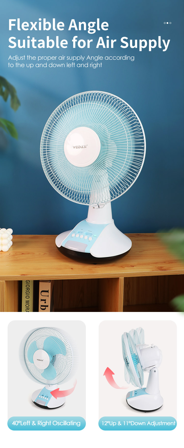 rechargeable solar table fan emergency fan with solar battery table fan with led light