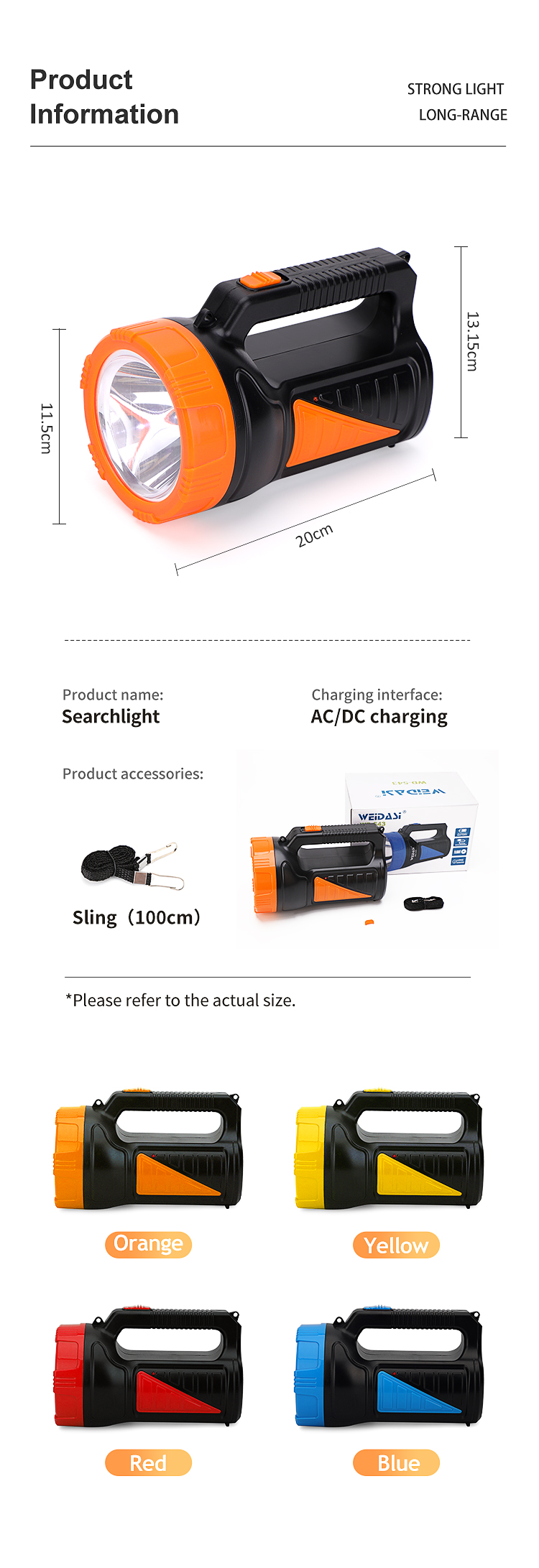 multifunctional rechargeable battery searchlight led long range search light for hunting