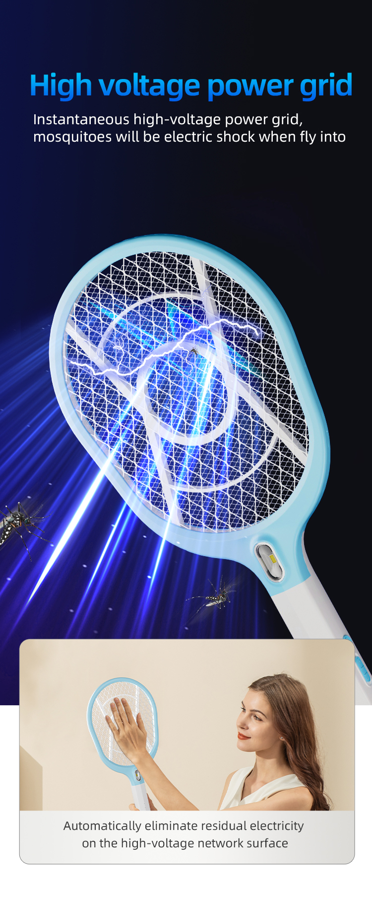 rechargeable fly killing electric mosquito killer racket for pest control