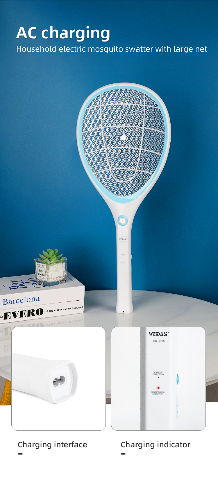 rechargeable fly killing electric mosquito killer racket for pest control