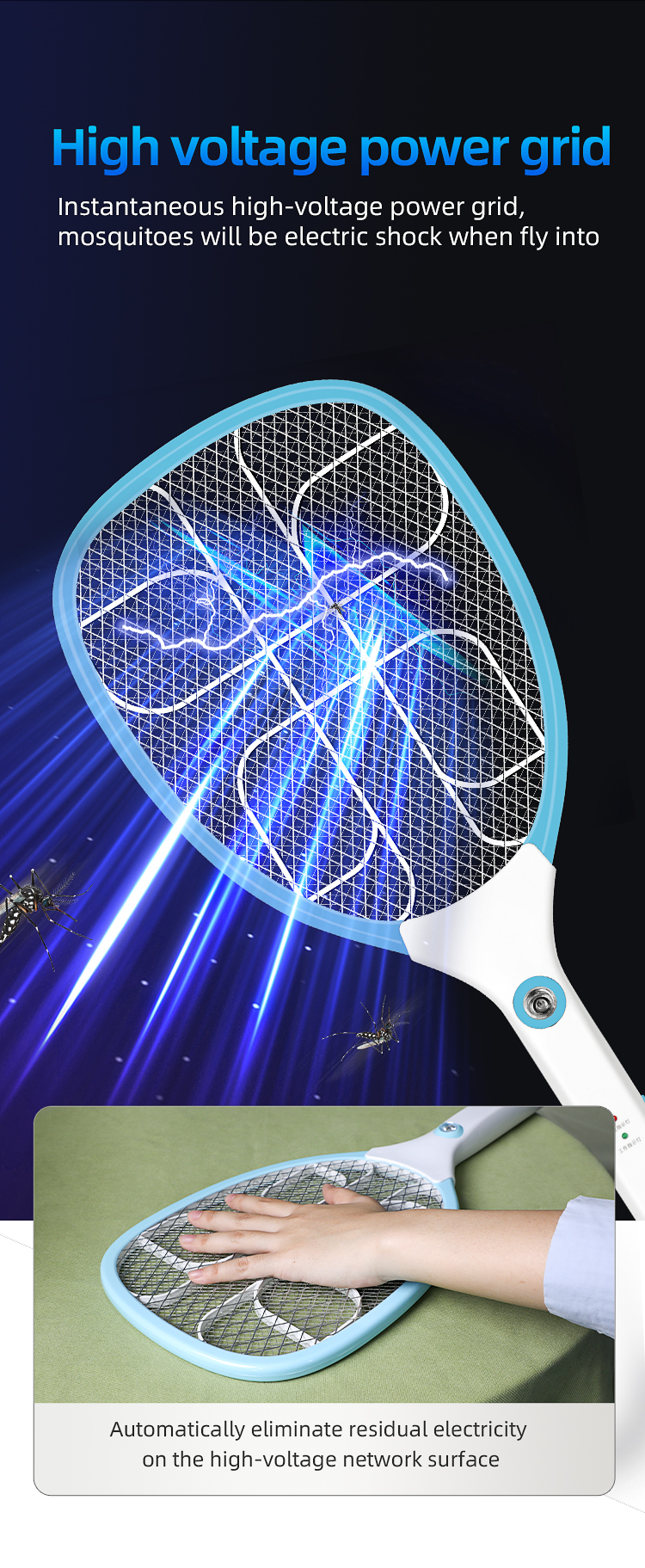 rechargeable fly killing electric mosquito killer racket for pest control