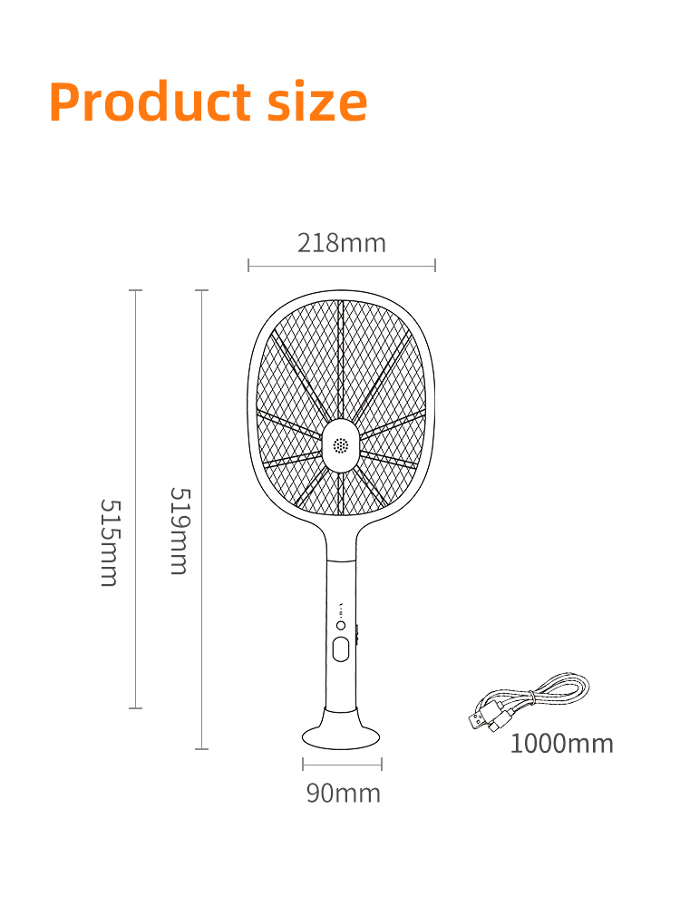 مضرب كهربائي قاتل للبعوض كهربائي قابل لإعادة الشحن لمكافحة الآفات (复)