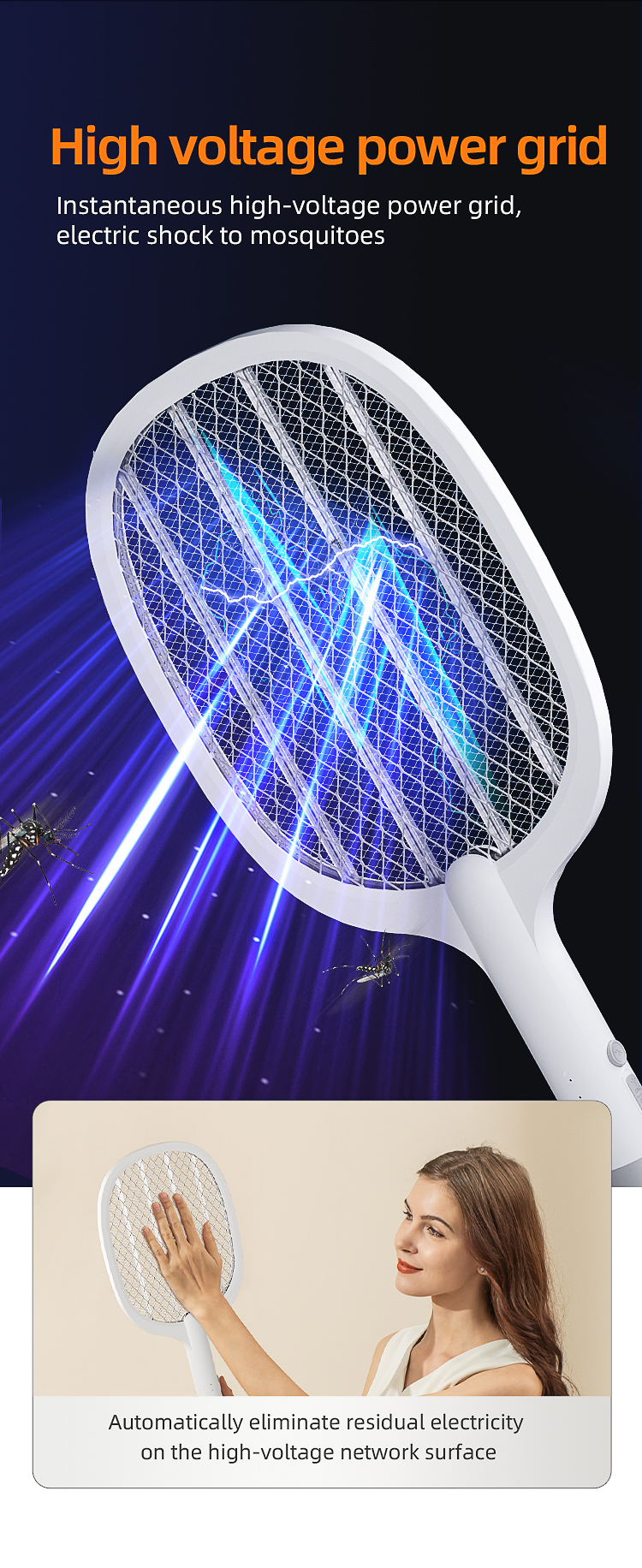 rechargeable fly killing electric mosquito killer racket for pest control