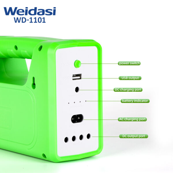 multifunctional emergency lighting system with solar panel and ac charging for home and camping electricity